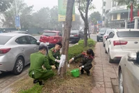 Tuổi trẻ Công an phường Long Biên xung kích chỉnh trang đô thị