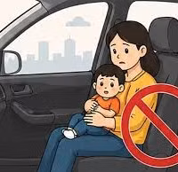 Podcast: Ôm trẻ ngồi ghế phụ ô tô có thể bị xử phạt 