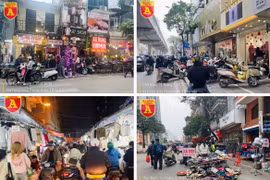 Gia tăng vi phạm trật tự đô thị trên nhiều 'phố thời trang' ở Hà Nội những ngày cận Tết