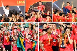 Công an Hà Nội FC mở tiệc ăn mừng vô địch đầy cảm xúc