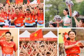 Khoảnh khắc đẹp giải chạy "Nâng bước trí tuệ" bên hồ Hoàn Kiếm