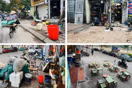 Còn cảnh nhếch nhác, lộn xộn trên đoạn đường ven sông Tô Lịch