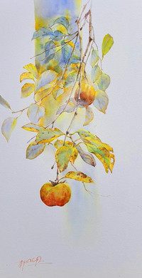 Tranh màu nước vẽ cỏ cây hoa lá đầy sinh động của họa sĩ Nguyễn Đình Đức