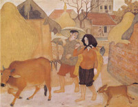 Thiếu nữ đẹp mơ màng trong tranh Ngô Minh Cầu