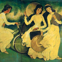 Thiếu nữ đẹp mơ màng trong tranh Ngô Minh Cầu