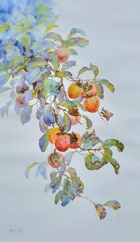 Tranh màu nước vẽ cỏ cây hoa lá đầy sinh động của họa sĩ Nguyễn Đình Đức