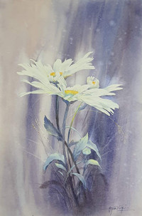 Tranh màu nước vẽ cỏ cây hoa lá đầy sinh động của họa sĩ Nguyễn Đình Đức