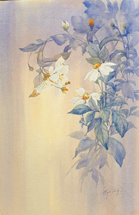 Tranh màu nước vẽ cỏ cây hoa lá đầy sinh động của họa sĩ Nguyễn Đình Đức