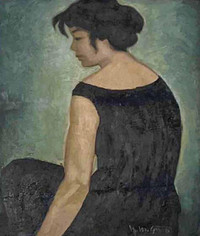 Thiếu nữ đẹp mơ màng trong tranh Ngô Minh Cầu