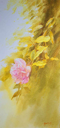 Tranh màu nước vẽ cỏ cây hoa lá đầy sinh động của họa sĩ Nguyễn Đình Đức