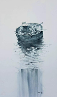 Tranh màu nước vẽ cỏ cây hoa lá đầy sinh động của họa sĩ Nguyễn Đình Đức