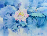 Tranh màu nước vẽ cỏ cây hoa lá đầy sinh động của họa sĩ Nguyễn Đình Đức