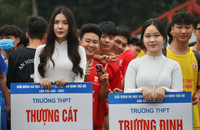 Toàn cảnh lễ khai mạc giải bóng đá học sinh THPT Hà Nội - An ninh Thủ đô 2023