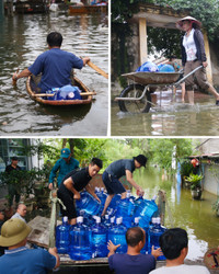 Cận cảnh cuộc sống trong vùng nước lũ ở Chương Mỹ