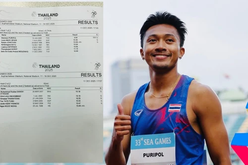 Xem 'thần đồng' Thái Lan chạy 100m dưới 10 giây tại SEA Games 33