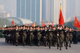 Video: Vẻ đẹp uy nghiêm của khối Sĩ quan An ninh Công an Hà Nội tại buổi Tổng duyệt Lễ ra quân bảo vệ Đại hội Đảng