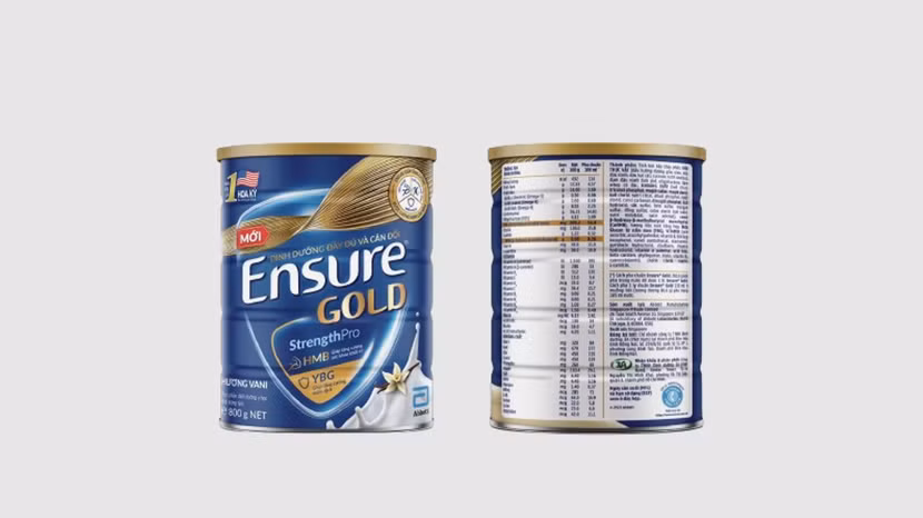 Mặt trước và mặt sau của sản phẩm Ensure Gold chính hãng Mặt trước và mặt sau của sản phẩm Ensure Gold chính hãng