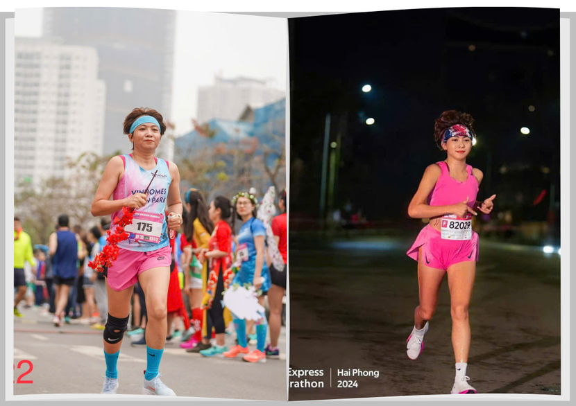 Chị Nguyễn Thị Ánh Tuyết (Gia Lâm, Hà Nội) trước và sau khi đến với chạy bộ thể thao (ảnh do nhân vật cung cấp)