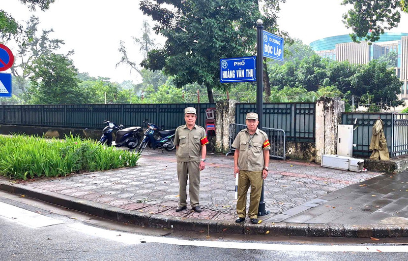 Lực lượng an ninh cơ sở có mặt từ sớm để sát cánh cùng các chiến sỹ công an