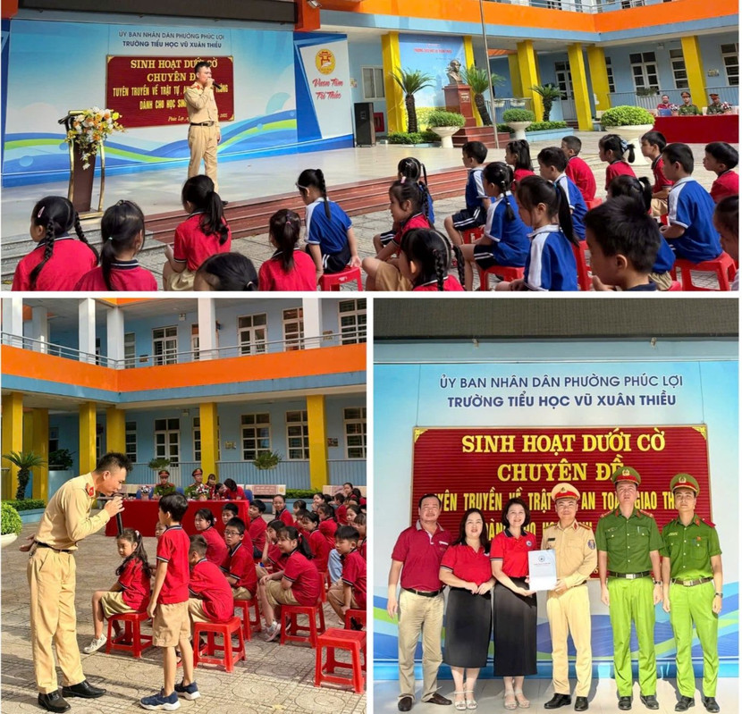 Cán bộ Đội CSGT số 5, Phòng CSGT - CATP Hà Nội phối hợp CAP Phúc Lợi tuyên truyền trật tự, an toàn giao thông cho học sinh Cán bộ Đội CSGT số 5, Phòng CSGT - CATP Hà Nội phối hợp CAP Phúc Lợi tuyên truyền trật tự, an toàn giao thông cho học sinh