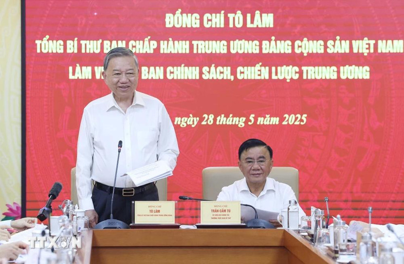 Tổng Bí thư Tô Lâm phát biểu tại buổi làm việc (Ảnh: Thống Nhất/TTXVN) Tổng Bí thư Tô Lâm phát biểu tại buổi làm việc (Ảnh: Thống Nhất/TTXVN)