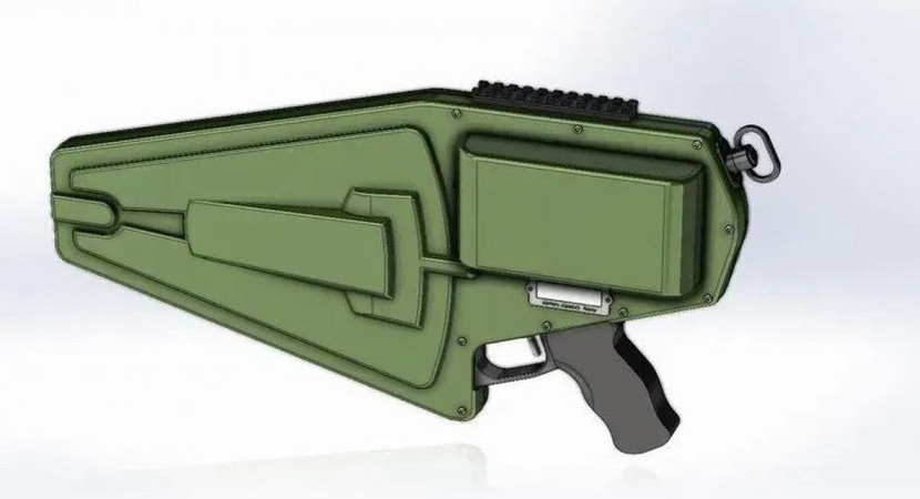 Mô hình thiết kế một phiên bản khác của súng chống UAV Ukraine, cho thấy cấu trúc tối giản, hướng tới khả năng sản xuất hàng loạt và triển khai nhanh tại chiến trường.