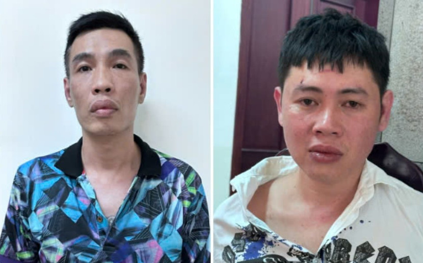 Ngô Quang Duy và Vũ Văn Sơn tại cơ quan công an