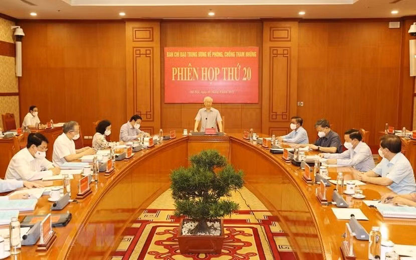 Tổng Bí thư Nguyễn Phú Trọng chủ trì phiên họp thứ 20 của Ban Chỉ đạo Trung ương về phòng, chống tham nhũng. Ảnh: TTXVN