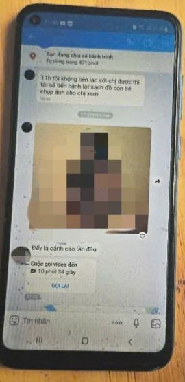 Những tin nhắn tống tiền kèm hình ảnh nhạy cảm gửi về gia đình cháu A