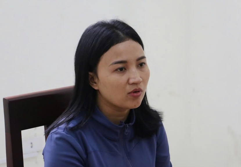 Nguyễn Thị Thoan tại cơ quan công an