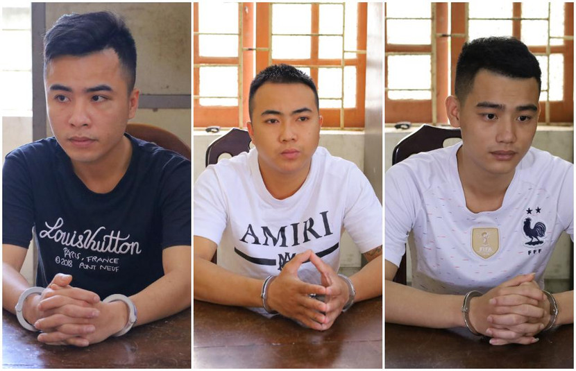 Hùng và hai đàn em tại cơ quan công an