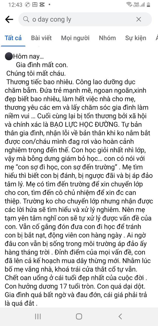 Bài đăng xôn xao trên mạng xã hội về sự việc của N. Bài đăng xôn xao trên mạng xã hội về sự việc của N.