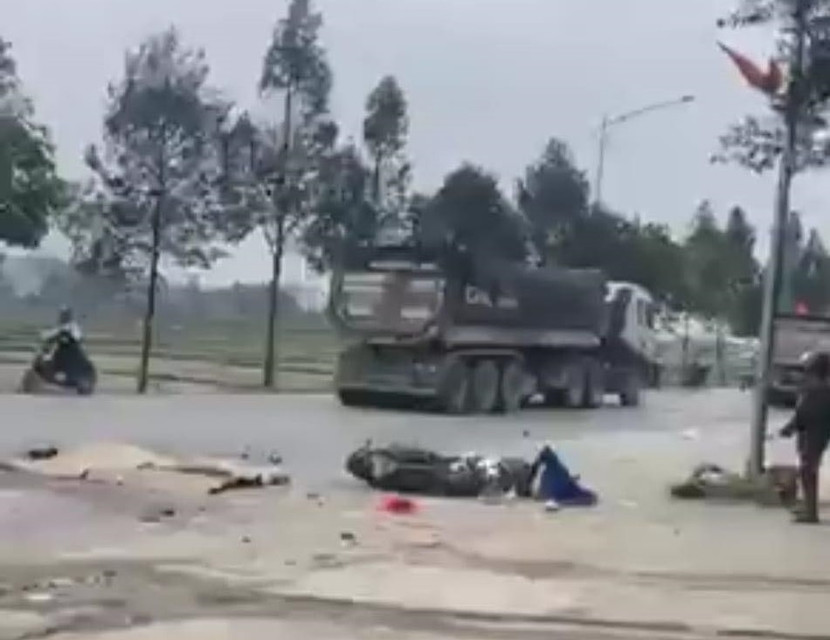 Hiện trường nơi hai mẹ con bà H. gặp nạn thương tâm