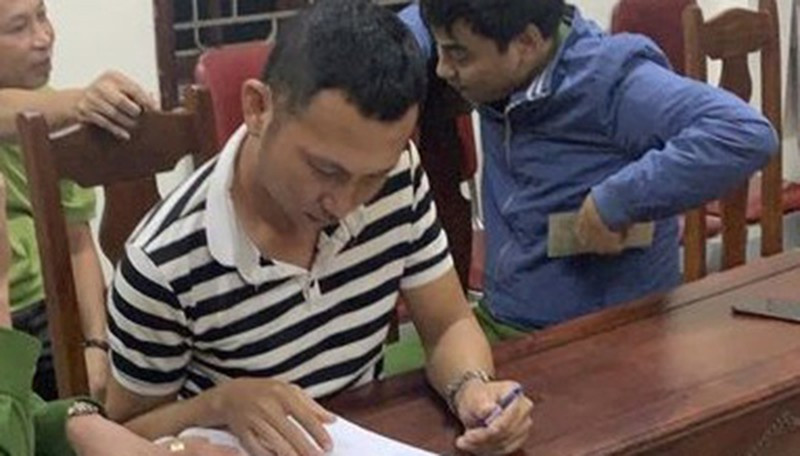 Nguyễn Văn Thành tại cơ quan công an (ảnh: L.K)