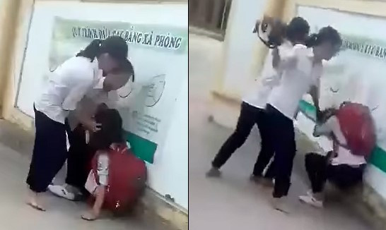 Hình ảnh A. bị nhóm bạn cùng lớp đánh (ảnh cắt từ clip)