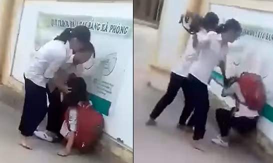 Hình ảnh A. bị nhóm bạn cùng lớp đánh (ảnh cắt từ clip)