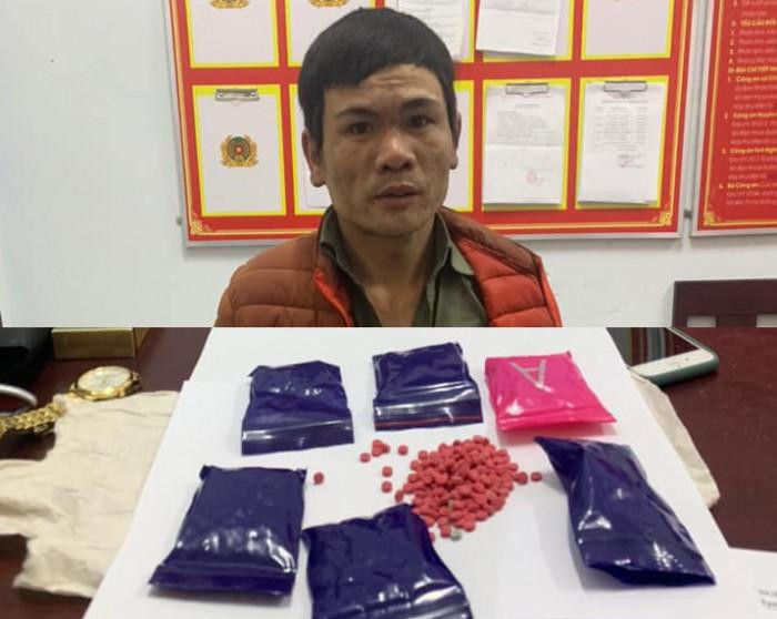 Hoàn cùng tang vật tại cơ quan công an (Ảnh: Cơ quan Công an cung cấp)