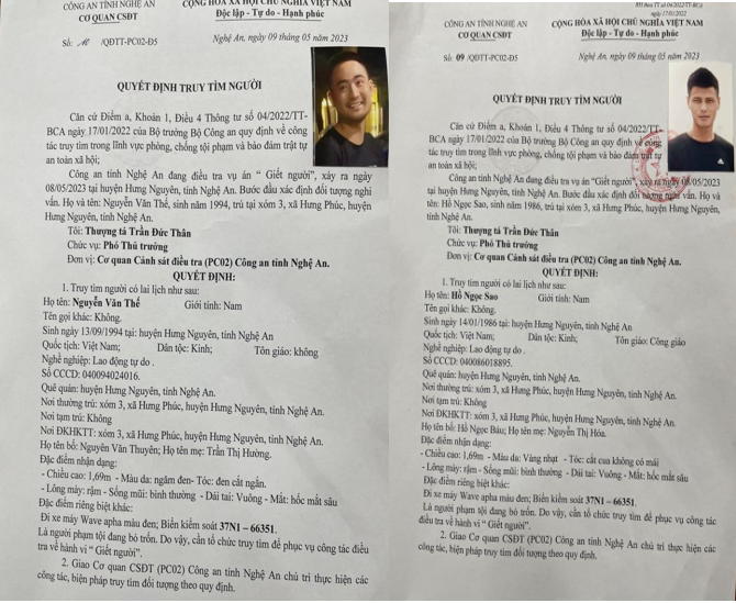 Thông báo truy tìm của cơ quan công an