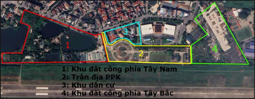 Hình ảnh vệ tinh của các khu đất giáp Trận địa pháo PPK