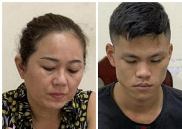 Phạm Thị Thanh và Cao Văn Đạm tại cơ quan công an (ảnh: N.A)