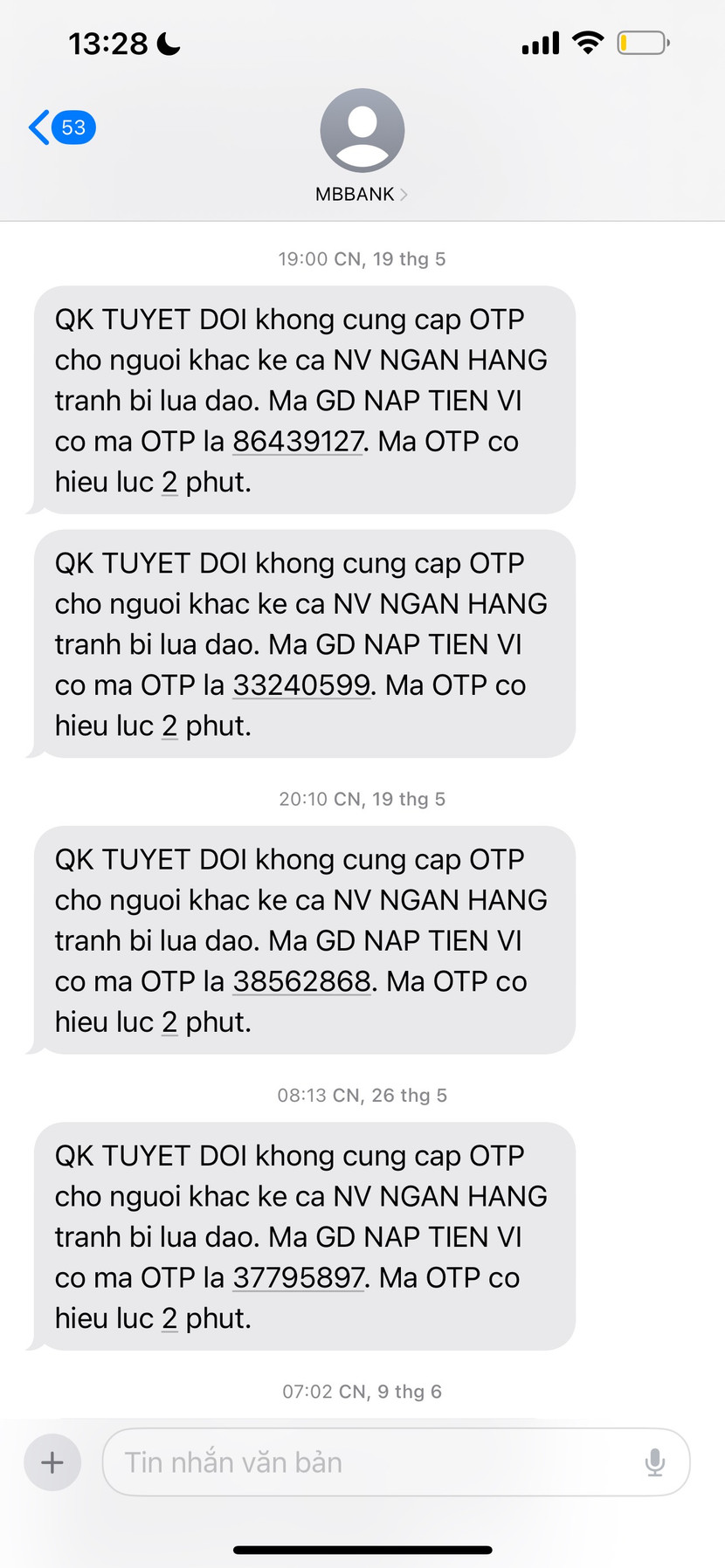Người dân tuyệt đối không cung cấp mã OTP cho bất kỳ ai