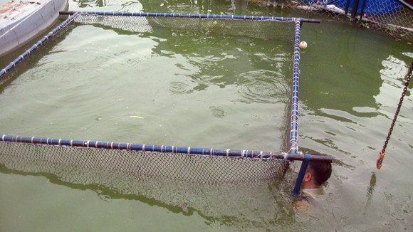 Khung lưới được hạ xuống hồ Gươm lúc 17h41 cùng ngày Khung lưới được hạ xuống hồ Gươm lúc 17h41 cùng ngày