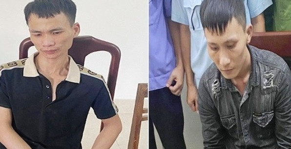 Quân và Hùng tại cơ quan công an (ảnh công an huyện Kỳ Sơn)