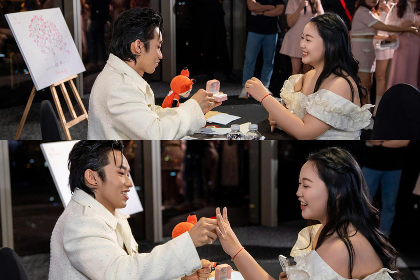 Cô gái “thắng đời 1-0” này đã chuẩn bị trước chiếc nhẫn cầu hôn Huy Thanh Jewelry, ngỏ ý muốn idol đeo chiếc nhẫn cho mình trong buổi tối “hẹn hò” đặc biệt này