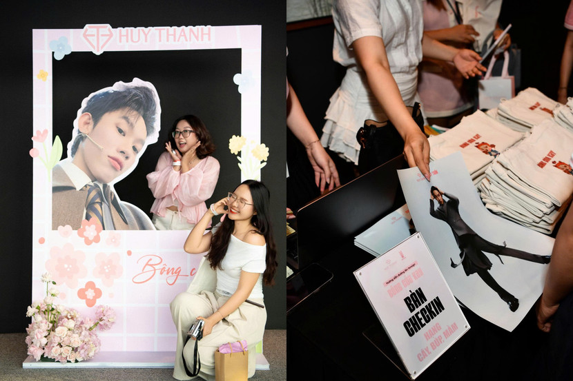 Các fan rất hào hứng, đến từ sớm để tham gia các hoạt động tương tác, nhận quà tặng độc quyền do thương hiệu Huy Thanh Jewelry chuẩn bị