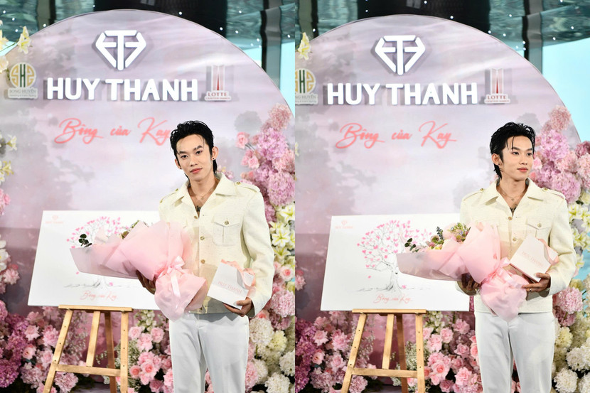 Kay Trần xuất hiện như chàng hoàng tử “xé truyện” bước ra, trước không gian tràn ngập hoa tươi, tại đài quan sát tầng 65 Lotte Hotels ngắm trọn view thành phố Hà Nội về đêm