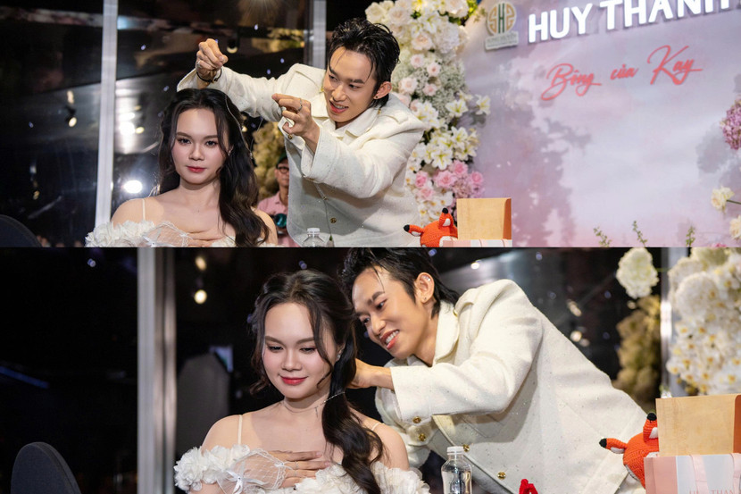 Kay Trần ngọt ngào khi đeo chiếc dây chuyền tỏ tình Huy Thanh Jewelry cho một Flower