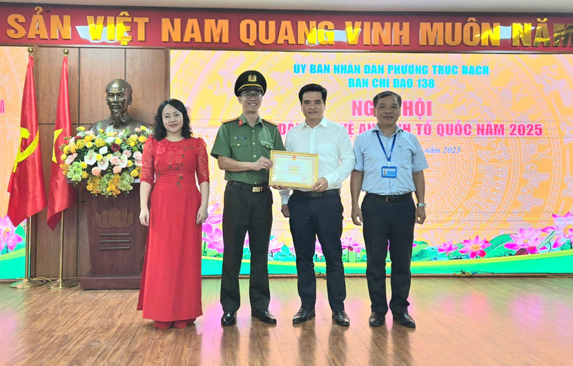 Lãnh đạo UBND phường Trúc Bạch trao Quyết định của Bộ trưởng Bộ Công an cho Công an phường Trúc Bạch, đơn vị kiểu mẫu về an ninh trật tự và văn minh đô thị Lãnh đạo UBND phường Trúc Bạch trao Quyết định của Bộ trưởng Bộ Công an cho Công an phường Trúc Bạch, đơn vị kiểu mẫu về an ninh trật tự và văn minh đô thị