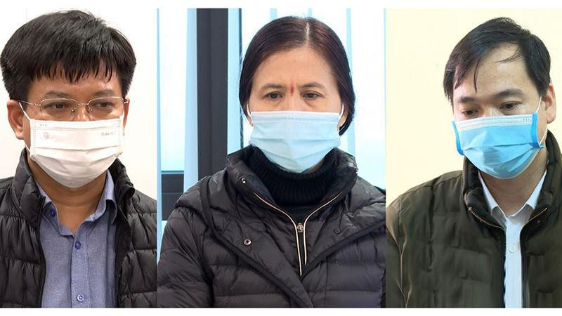 Nguyễn Huy Thao (trái), Nguyễn Thị Song Hà và Nguyễn Văn Cao (Ảnh: Công an Bắc Giang)