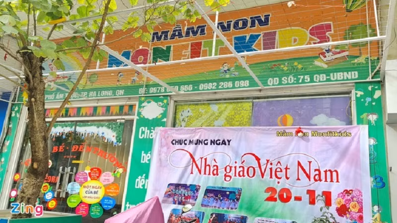 Cơ sở mầm non Monfit Kids bị đình chỉ hoạt động (ảnh: Zing)